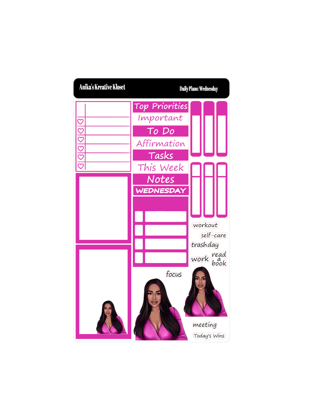 Shades of Pink Daily Plans Sticker Sheet