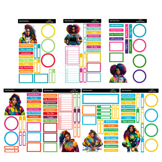 Daily Plan Sticker Kit: I am Free: Color-Coded Girls