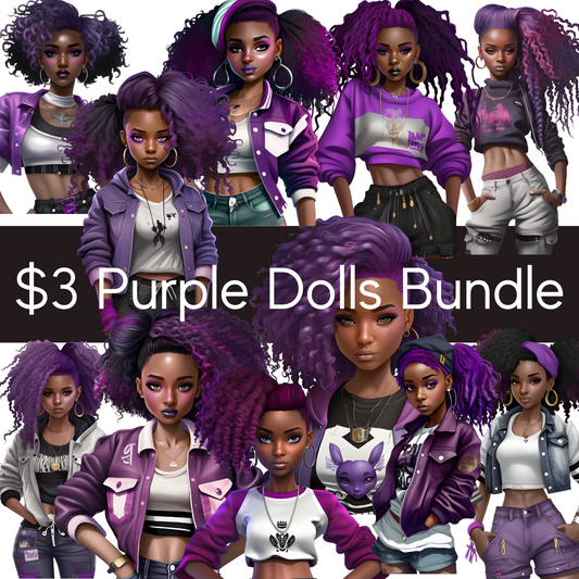 $3 Purple Dolls T101-T111