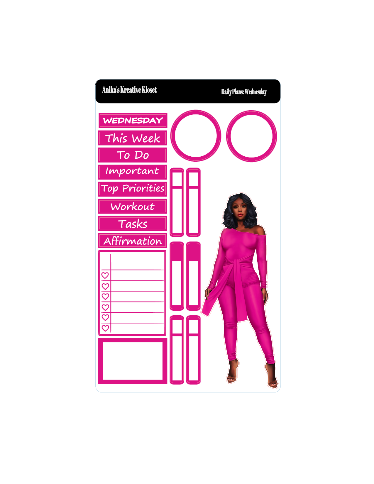 Shades of Pink II Daily Plan Stickers